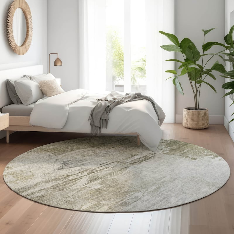 Premium Washable Super Soft Watercolor Mayfield Rug - Taupe - 8' x 8'