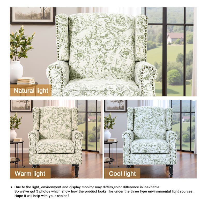 Set of 2 Patterned Upholstered Accent Chair for Living Room