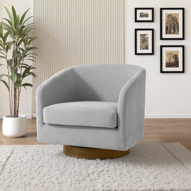 2 Set Modern Wide Round Swivel Accent Barrel Chairs