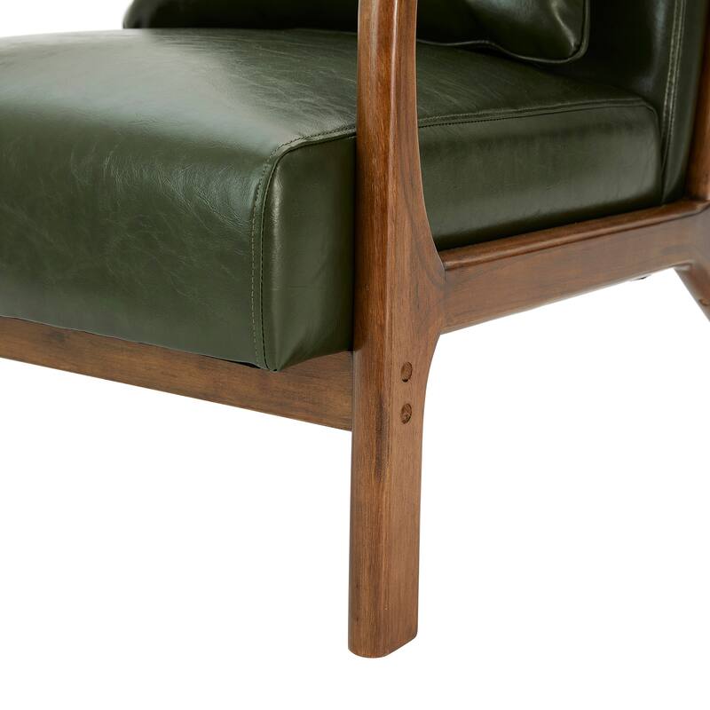 Glitzhome Set of 2 30.75"H Mid-Century Modern PU Leather Accent Chairs with Cushion - 25.75"W x 33.75"D x 30.75"H