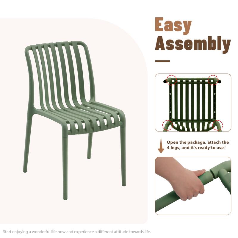 Outdoor Stackable Plastic Chairs Dining Chair Set 4-Piece Lightweight