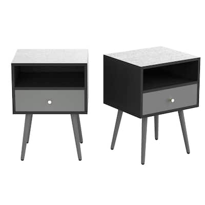 Nightstand with 1 Storage Drawer,Set of 2