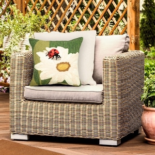 Lush Decor Frontporch Ladybug Indoor/Outdoor Pillow Green 18" x 18"