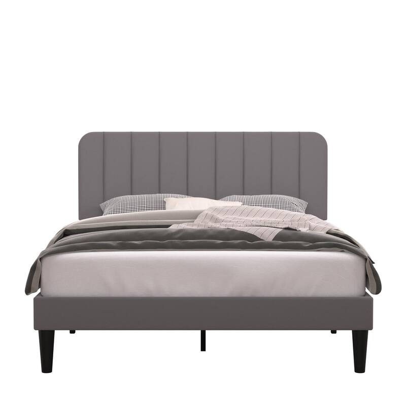 Javlergo Upholstered Bed Frames with Height-adjustable Headboard