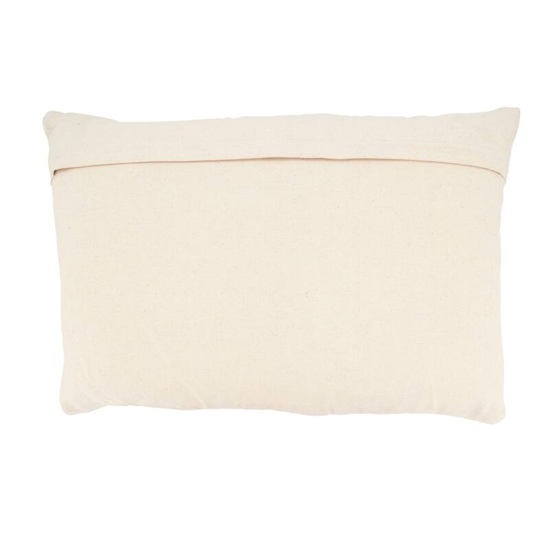 Earthy Jute Banded Outdoor Throw Pillow