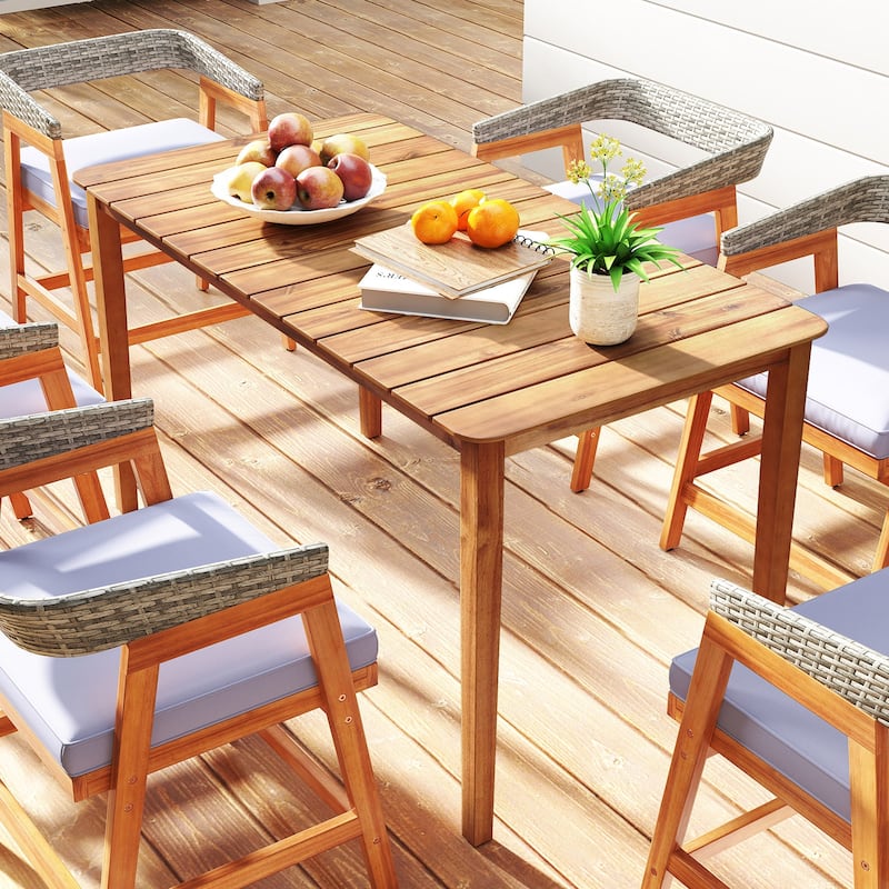 Natural Acacia Wood Dining Table 54-Inch Rectangular Rustic Design for 6 - 54" x 28" x 29" (L x W x H)