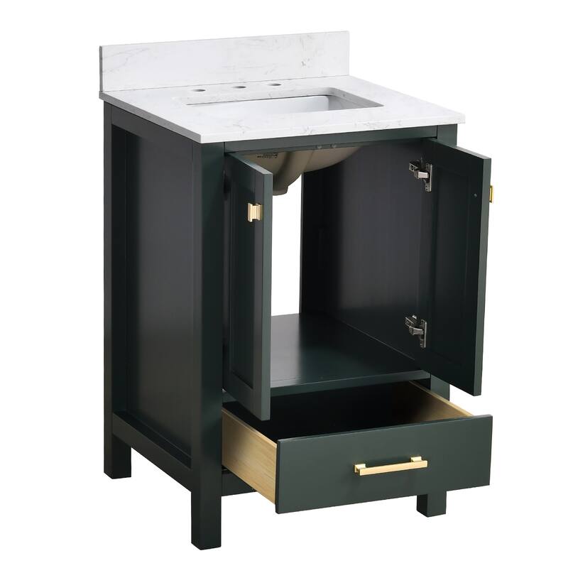 StarrySky 30 inch Undermount Single Sink Bathroom Vanity with Engineered Carrara Marble Top