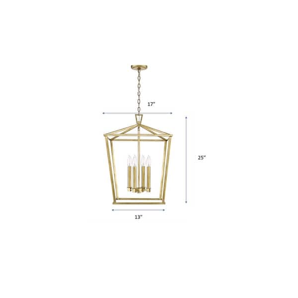 25" Large Rustic Antiqued Gold Open Geometric Lantern