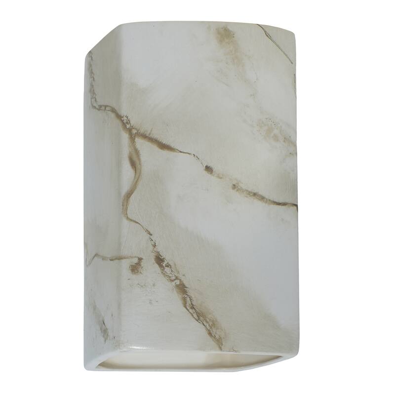 Justice Design Ambiance - Large ADA Rectangle Wall Sconce - Closed Top - Replaceable Bulb - Carrara Marble