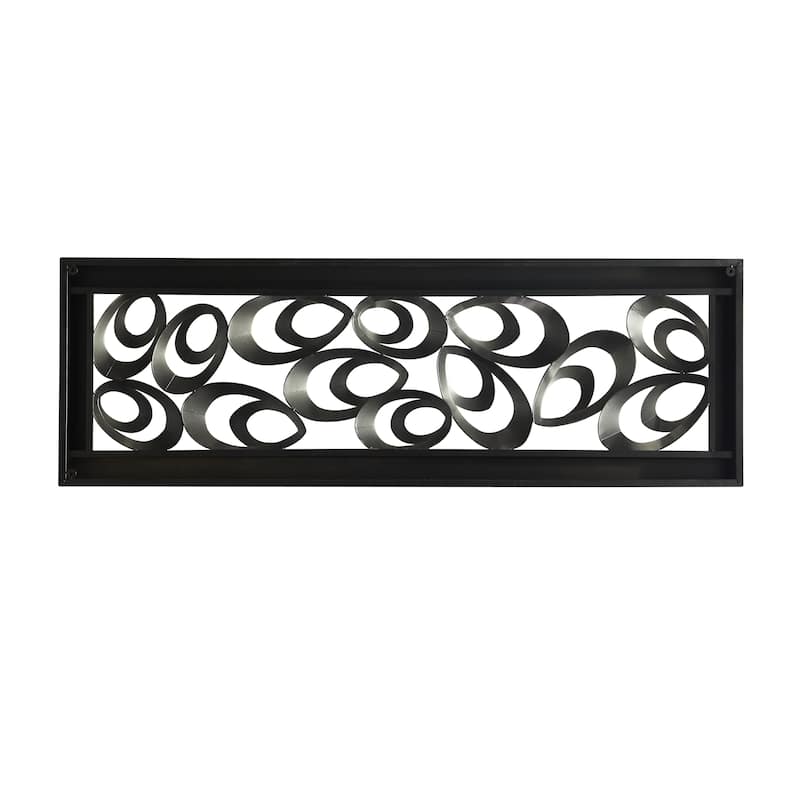 Metal Abstract Scallop Ribbon Wall Decor with Black Frame - Gold - Roche River Decor