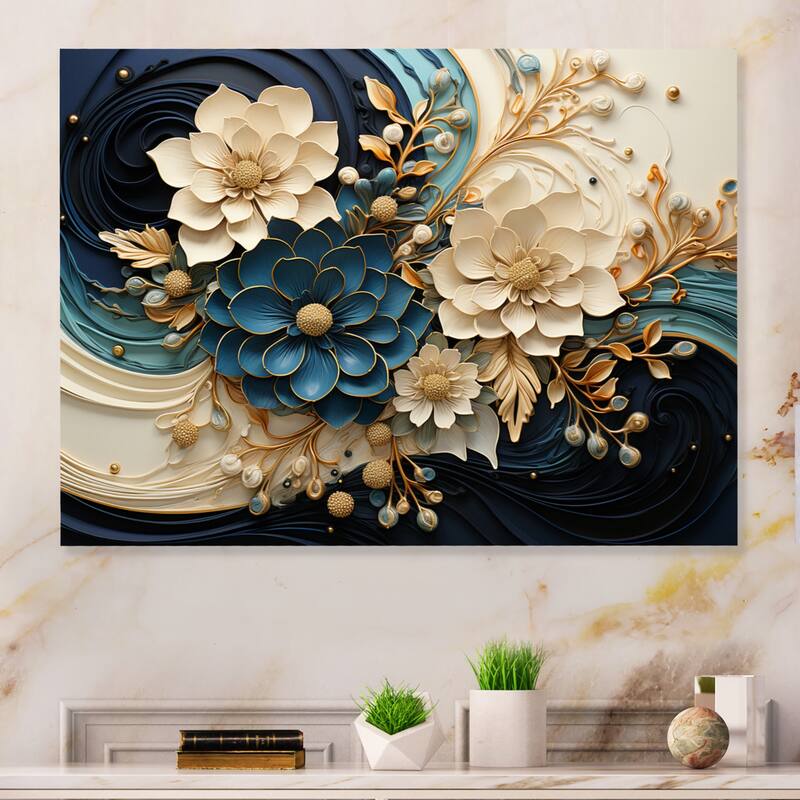 Designart "Liquid Ink Spiralscape II" Abstract Spirals Metal Large Print