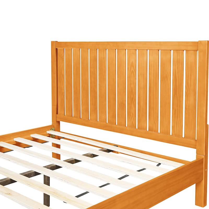 Graham Wooden Platform Bed with Slatted Headboard
