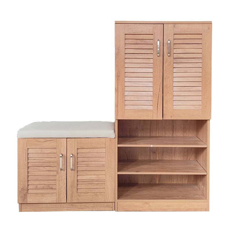 Multi functional Shoe Storage Cabinet with Bench & 7+3 Storage compartment