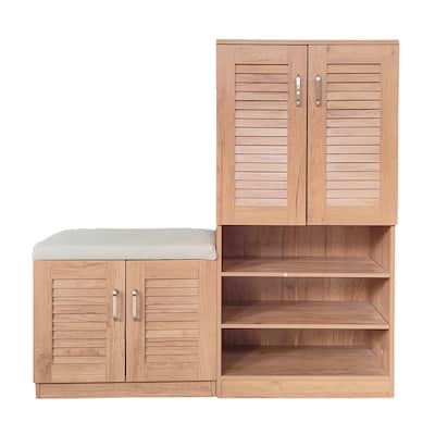 Multi functional Shoe Storage Cabinet with Bench & 7+3 Storage compartment