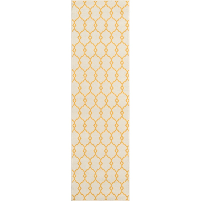 Momeni Baja Trellis Indoor Outdoor Rug - 2'3" x 7'6" Runner - Yellow