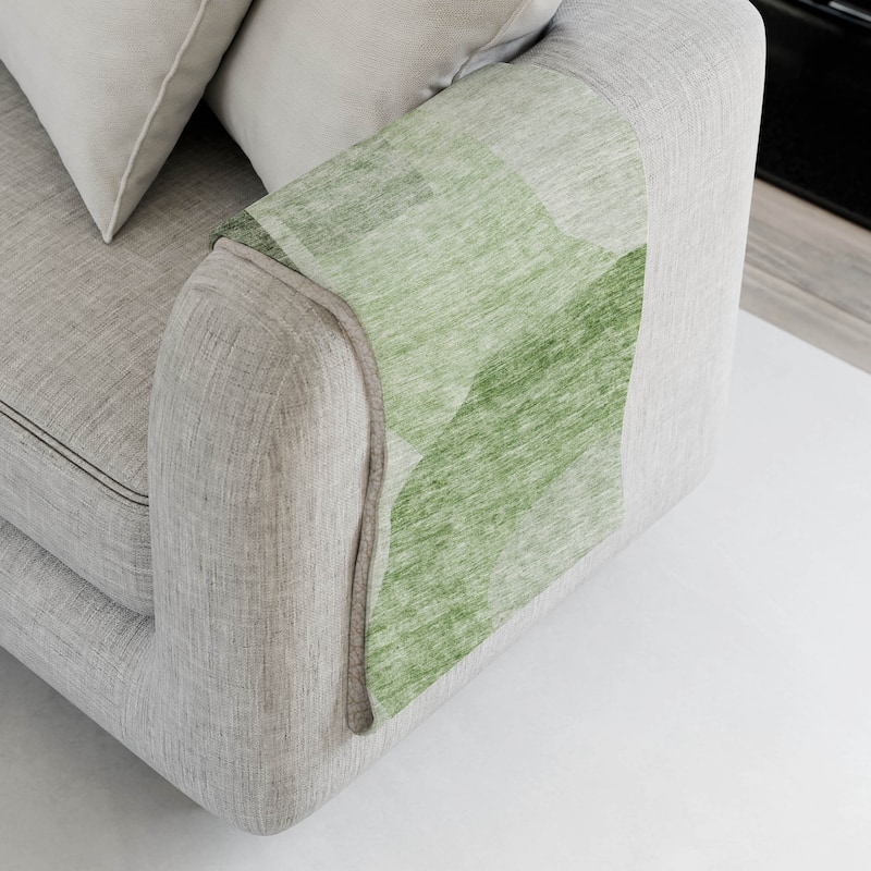 Premium Machine Washable Casual Contemporary Sherpa Throw Blanket - Aloe - 4'2" x 5'10"