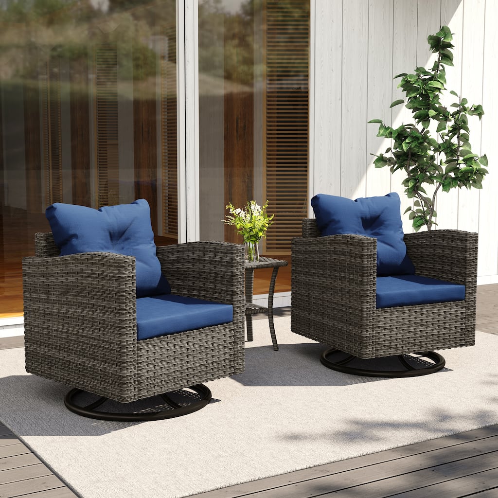 Rattan Rectangular Swivel Cushioned Conversation Set