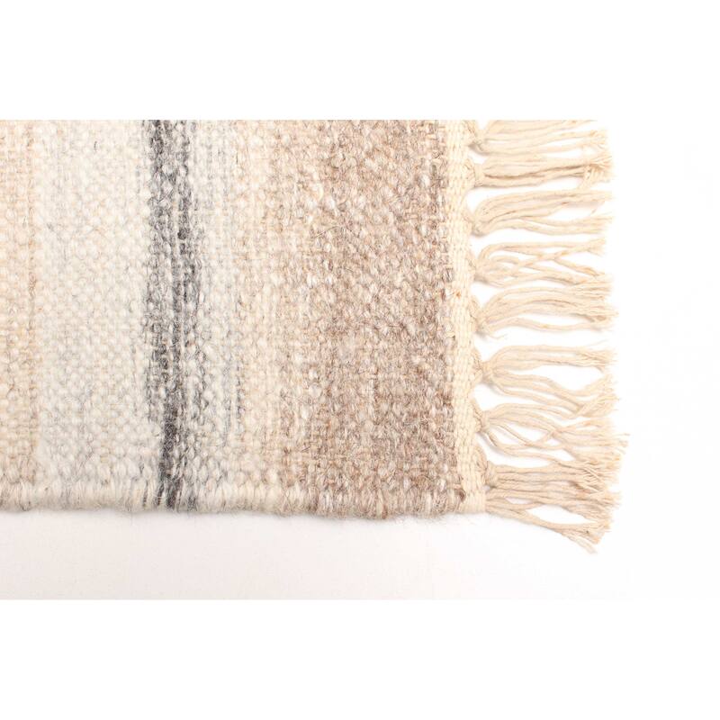 ECARPETGALLERY Flat-Weave Ankara FW Cream Wool Kilim - 5'7 x 7'7