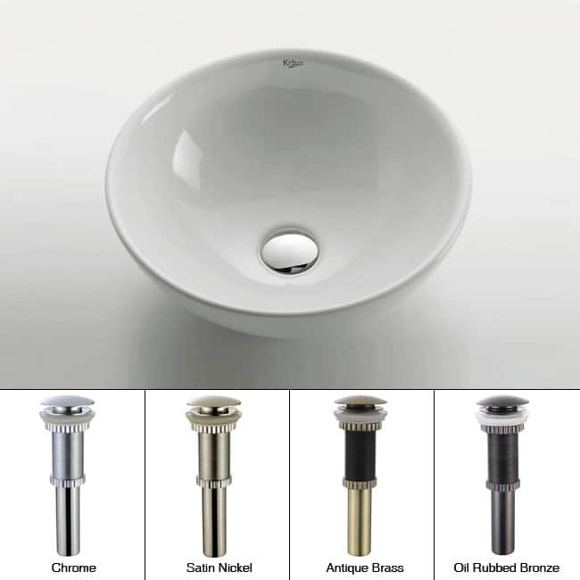 Kraus 15-3/4" Ceramic Vessel Bathroom Sink - Includes Pop-Up Drain