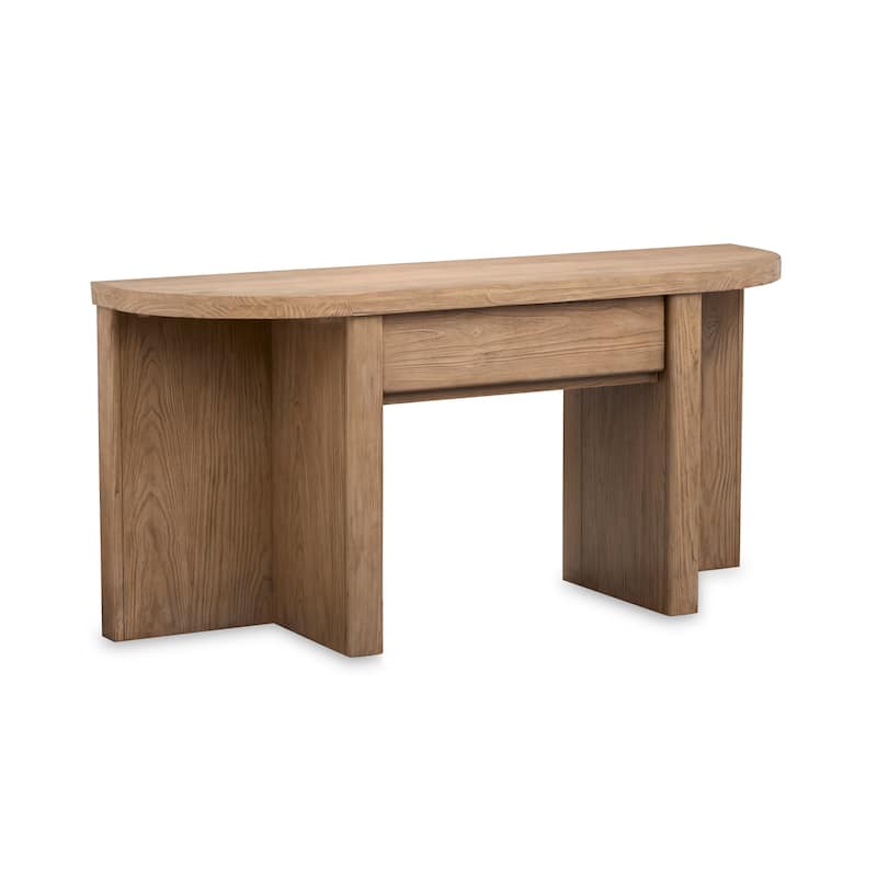 Magnussen Home Hayden Golden Oat Demilune Sofa Table - 60''W x 17''D x 28''H - 60''W x 17''D x 28''H