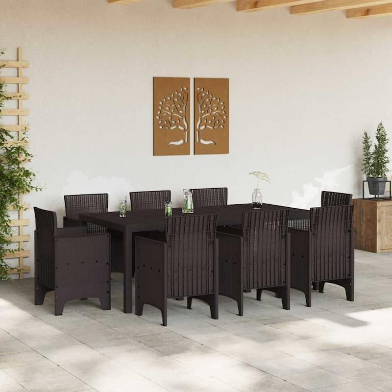 vidaXL Garden Dining Set 9 pcs Poly rattan - 39 x 79 x 29