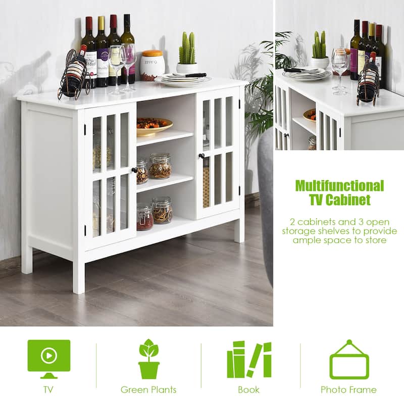 Wood TV Stand Free Standing Storage Console Cabinet For 45" TV White
