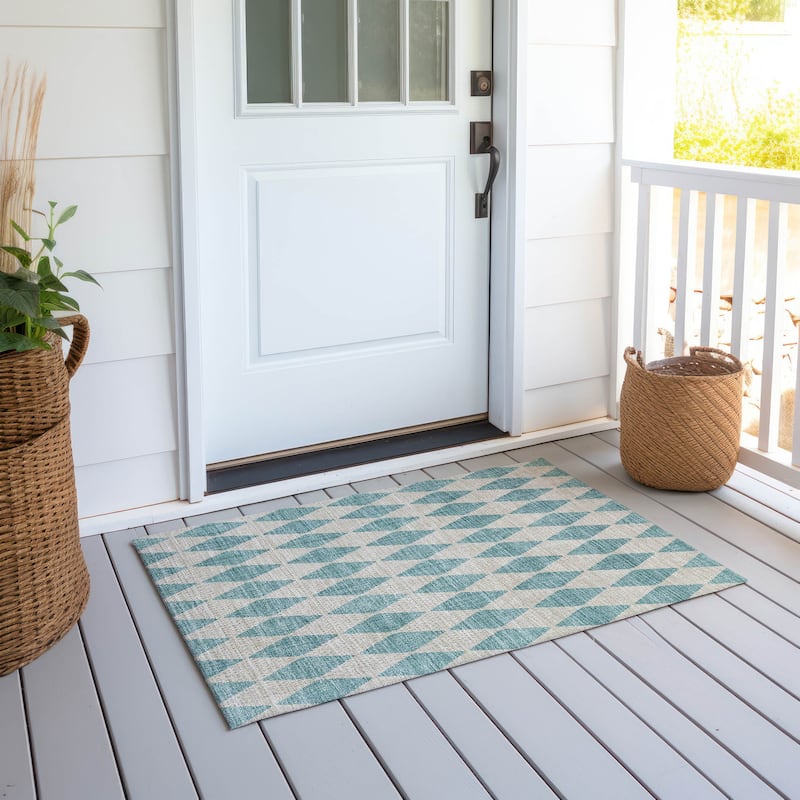 Machine Washable Indoor/ Outdoor Chantille Diamonds Rug