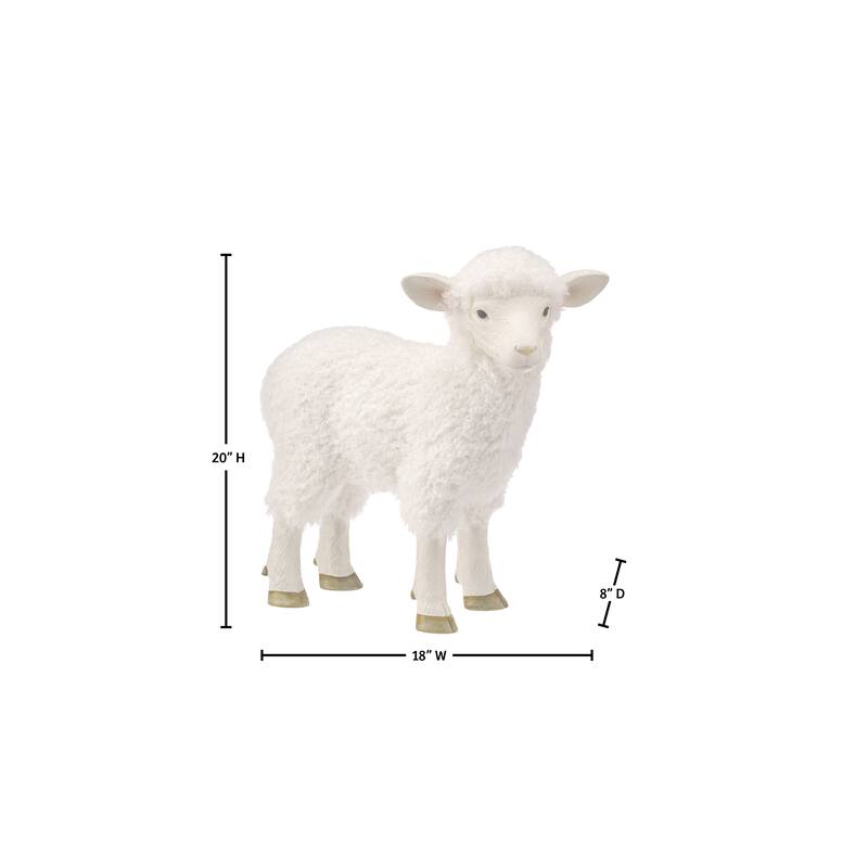 20.5" Resin With Faux Fur Standing Lamb