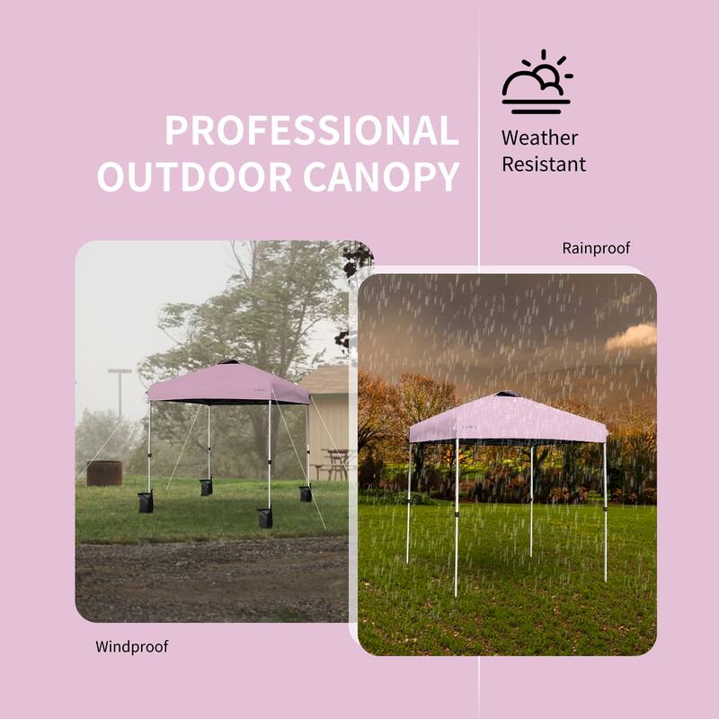 6.6 x 6.6 Feet Portable Pink Canopy Tent Waterproof Oxford Cloth Adjustable Height with Wheels