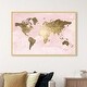 preview thumbnail 6 of 19, Oliver Gal 'Blush Mapamundi' Maps and Flags Framed Wall Art Prints World Maps - Pink, Gold 54 x 36 - Gold