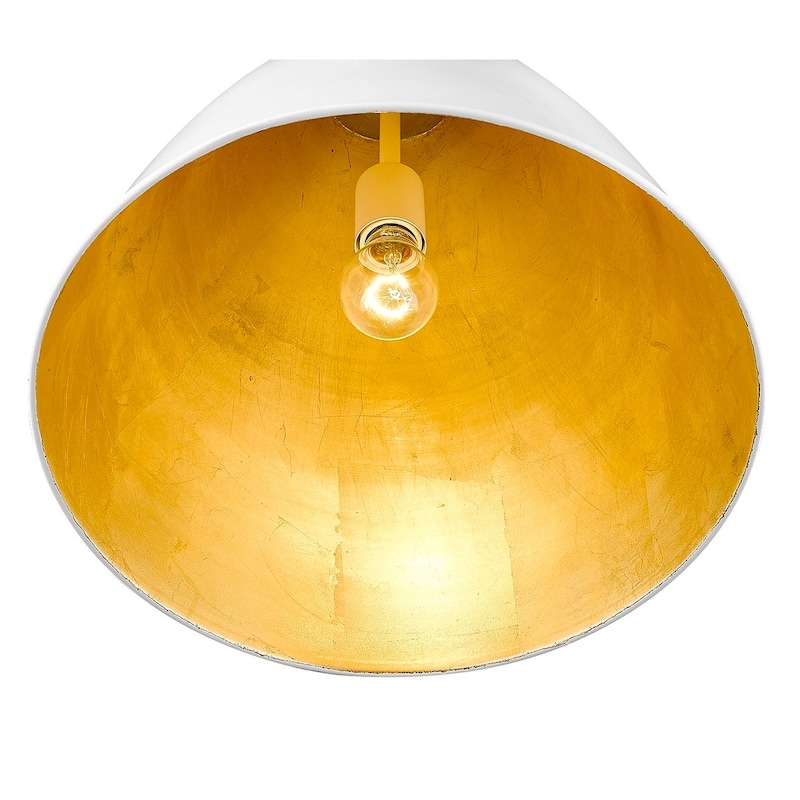 15 Inch Farmhouse Cone Pendant White and Gold