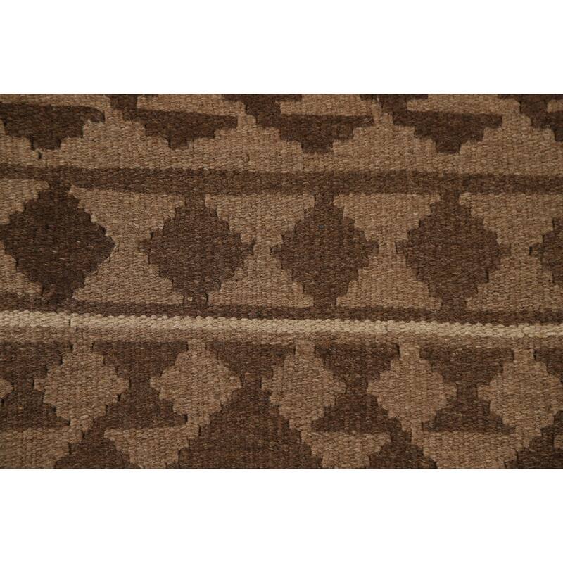 Hand Woven Oriental 100% Wool Carpet Southwestern Geometric Brown Kilim Area Rug - 9' 6'' X 6' 4''