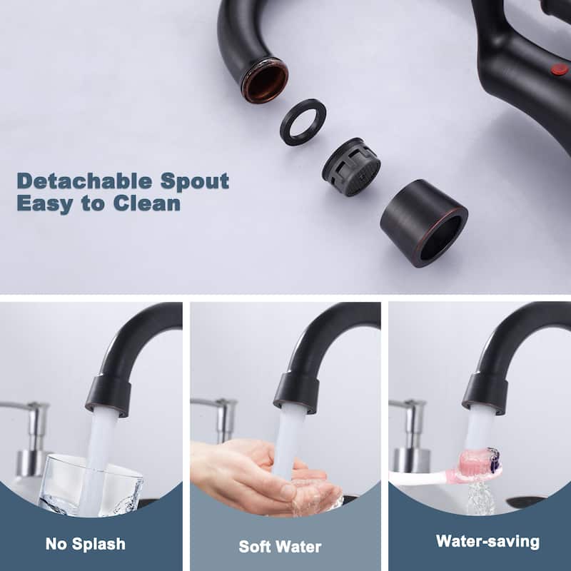WOWOW 4 in. Centerset Double Handle High Arc Bathroom Faucet