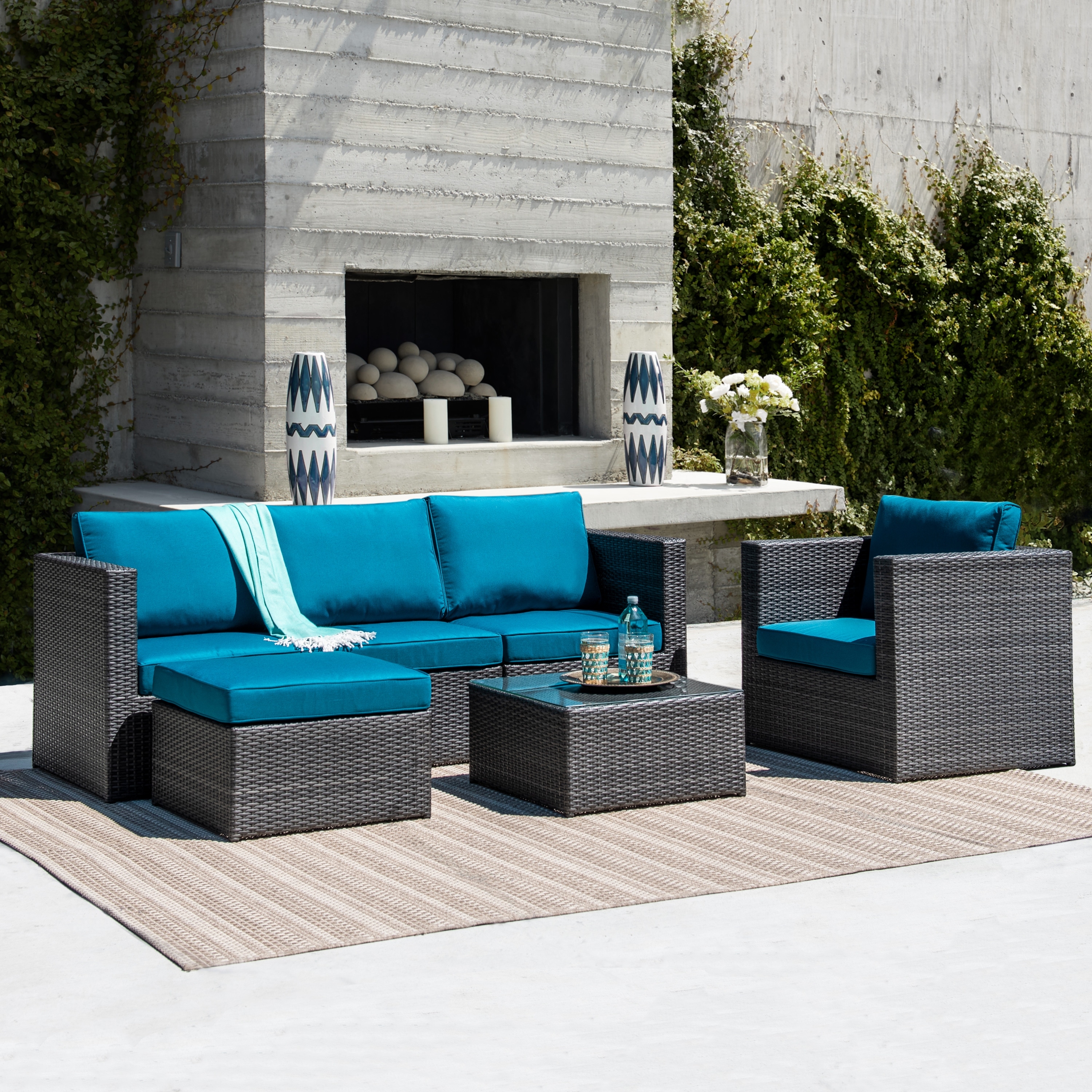Corvus Trey Outdoor 6 piece Aluminum Resin Wicker Sofa Set Bed Bath Beyond 11047227