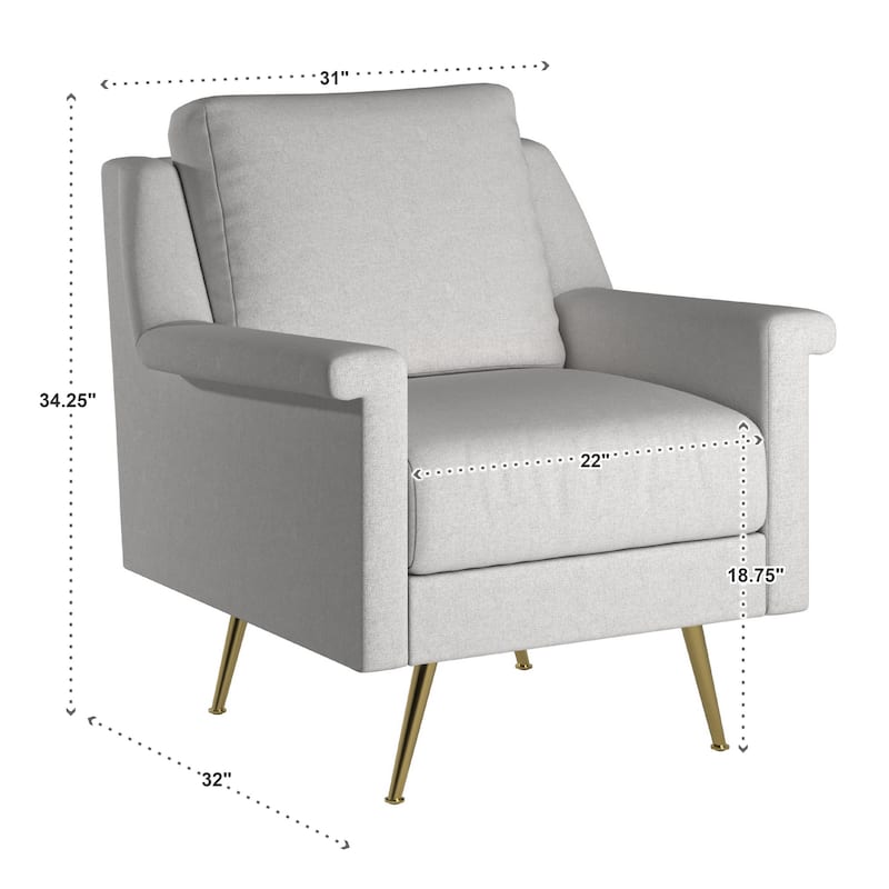 Cade Grey Fabric Accent Chair with Gold Metal Legs by iNSPIRE Q Modern