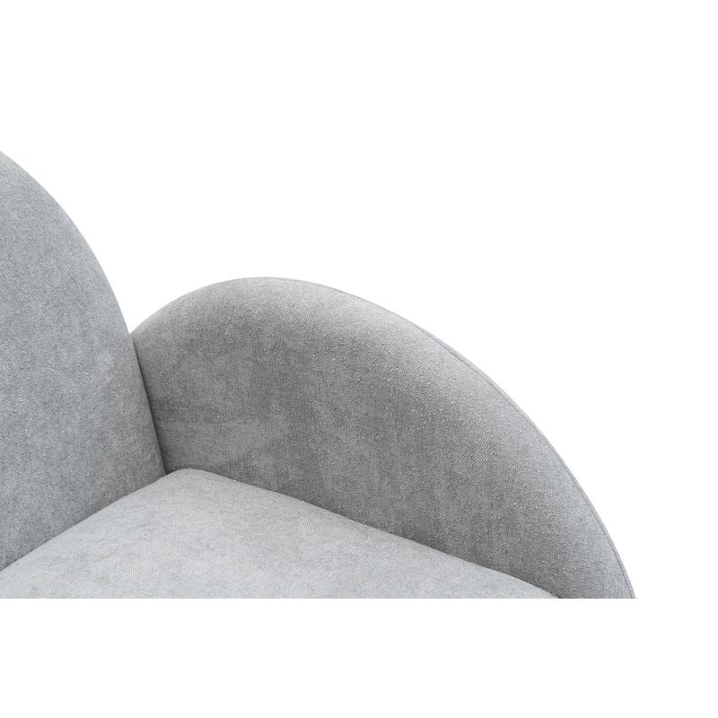 Modern Boucle Accent Armchair - Comfortable Upholstered Lounge Chair with Curved Armrests, Stylish Minimalist Chair