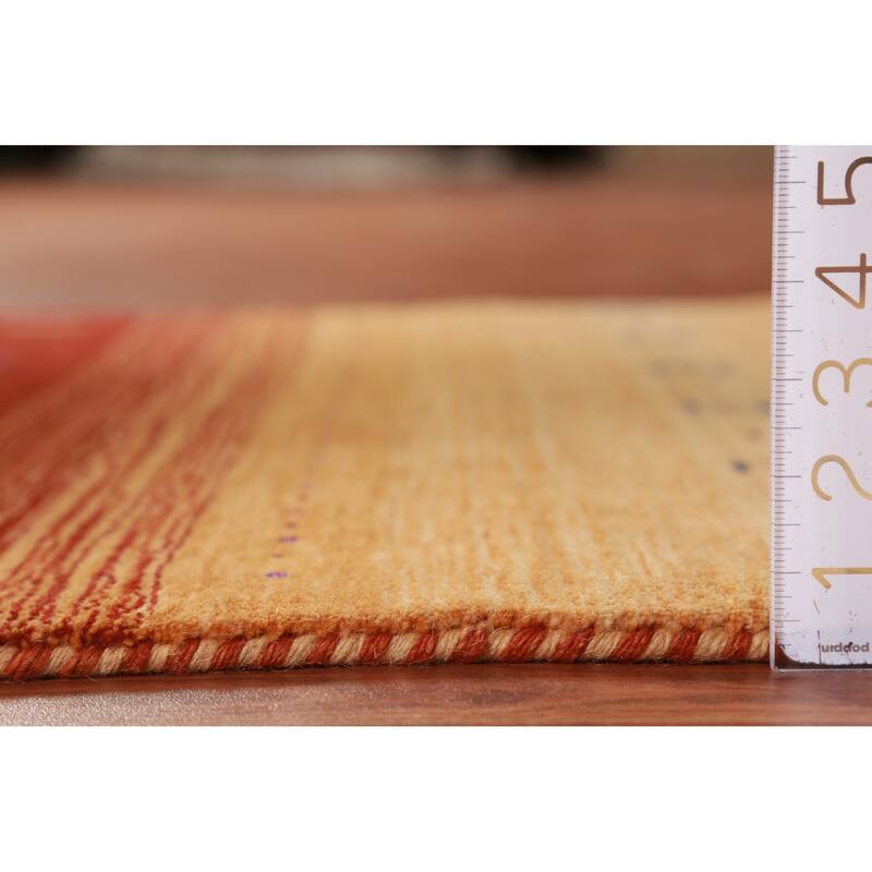 Hand Knotted Oriental 100% Wool Carpet Tribal Animal Pictorial Oranges & Rust Gabbeh Area Rug - 4' 11'' X 3' 2''