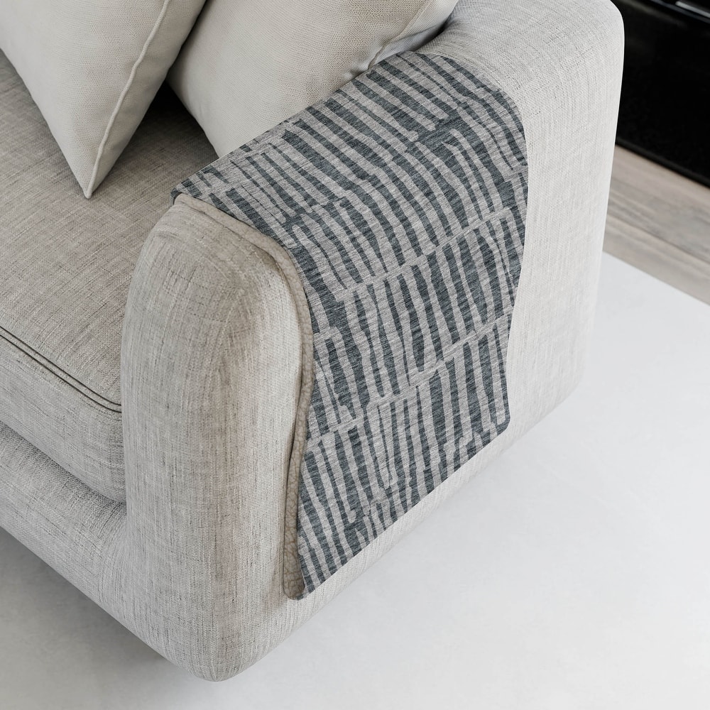 Premium Machine Washable Contemporary Geo Sherpa Throw Blanket