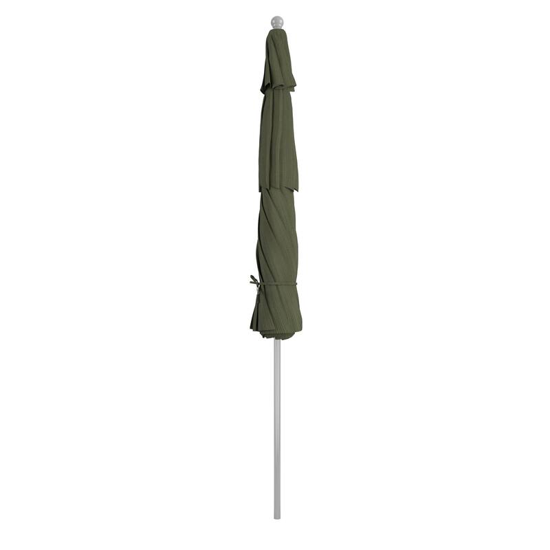 California Umbrella 11' Rd Aluminum Frame, Fiberglass Rib Market Umbrella, Push Open, Anodized Silver Finish, Olefin Fabric