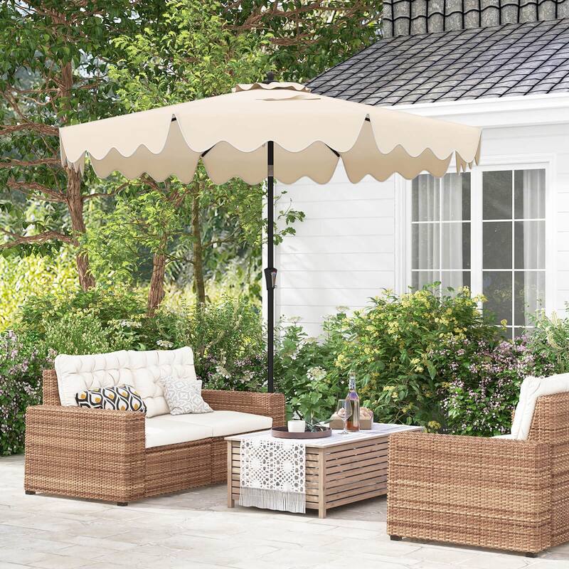 Costway 9 FT Patio Umbrella 2-Tier Market Table Umbrella with