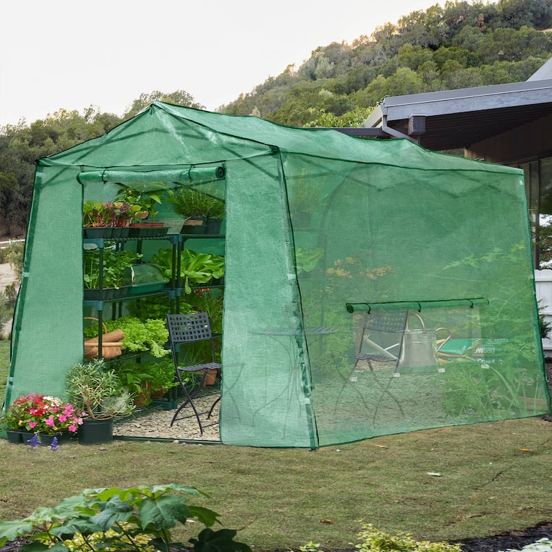 Cozywor Outdoor Green Pop-up Walk-in Greenhouse