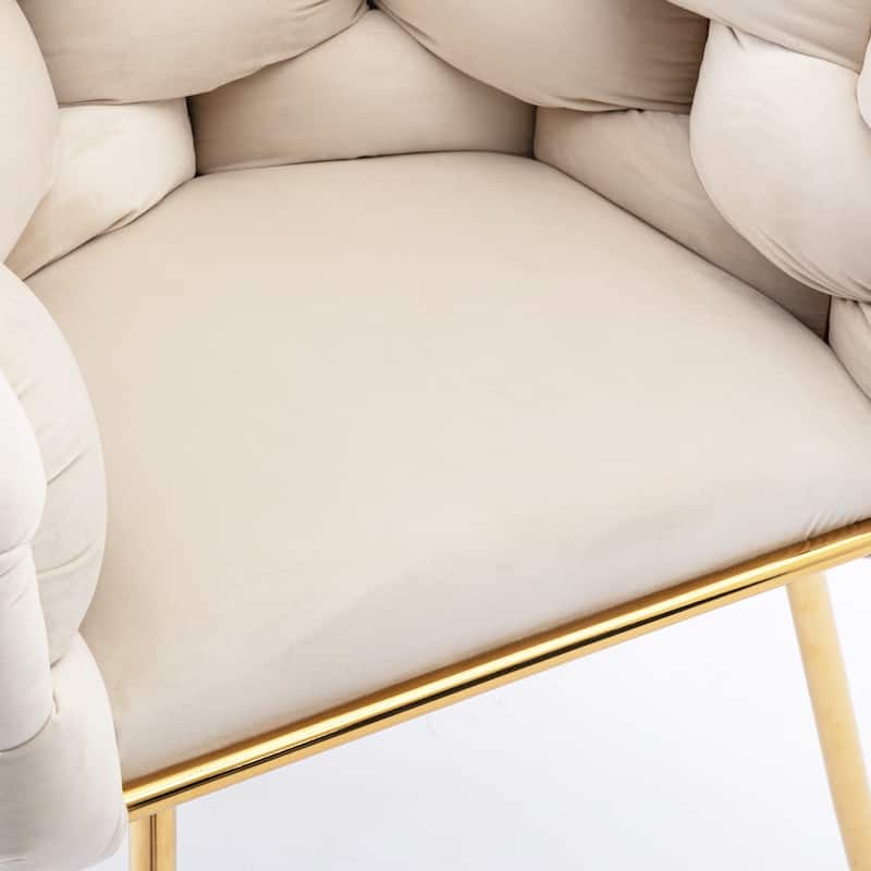 Simple Leisure Velvet Accent Chair Dresser Stool Set of 2, with Gold Metal Foot