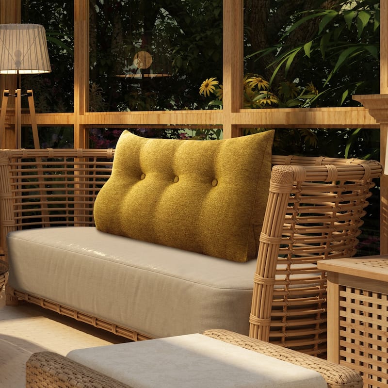 WOWMAX Bed Rest Wedge Bolster Pillow Yellow Linen Blend Decorative