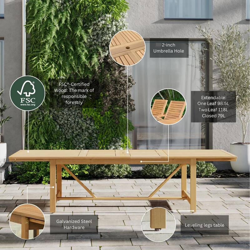 Amazonia 100% FSC Certified Wood Resser Outdoor Patio Dining Set