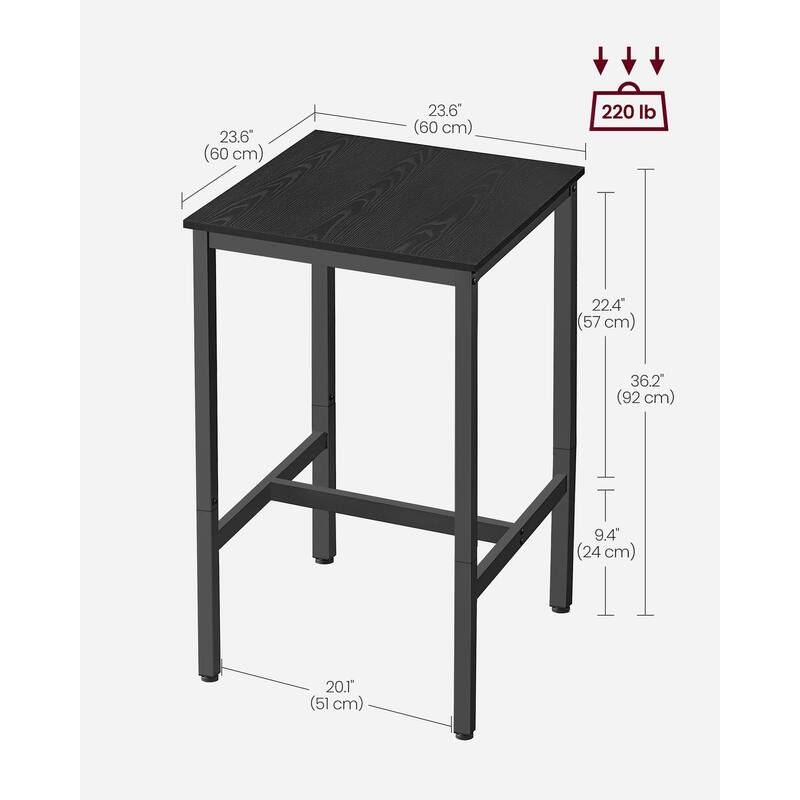 Space-Saving Square Dining Table Steel Frame Adjustable Feet and Rustic Industrial Style for Small Kitchens
