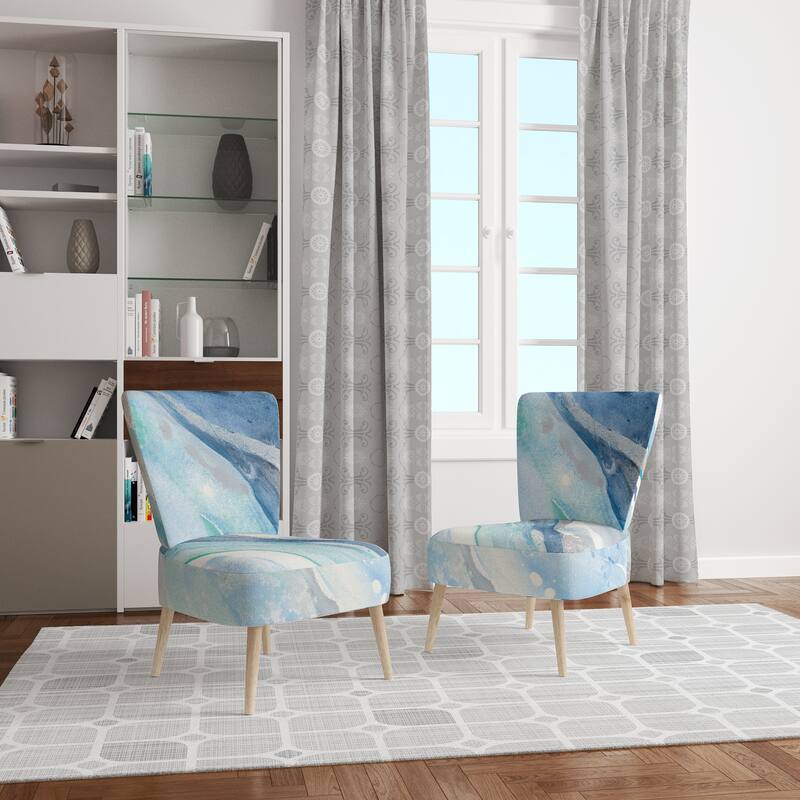 Designart "Blue Silver Spring II" Upholstered Modern Lake House Accent Chair - Arm Chair