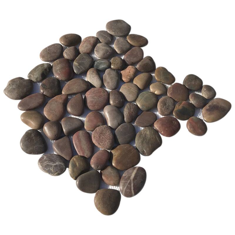 Crimson Natural Stone Pebble Mosaic Tile