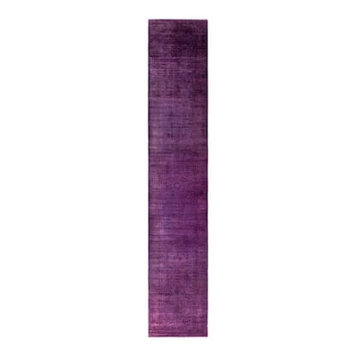 Contemporary Overdyed Wool Hand Knotted Runner - 2' 7" x 14' 3"