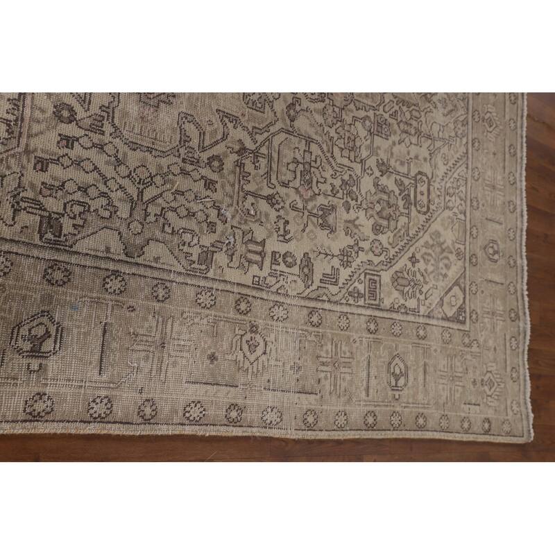 Distressed Tabriz Persian Vintage Rug Handmade Traditional Wool Carpet - 6'5"x 9'2"