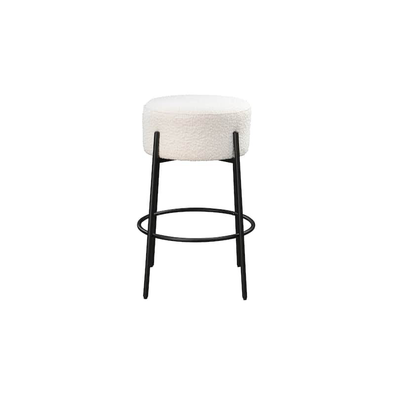LuXeo Danica Bar Stool Black Steel Legs with Upholstered Seat (Set of 2)